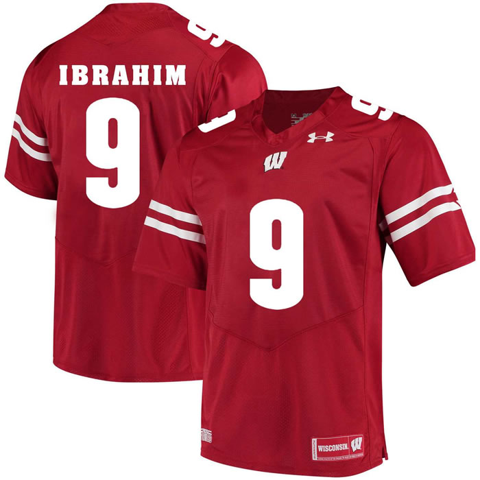 Wisconsin Badgers #9 Rachid Ibrahim Red College Football Jersey DingZhi